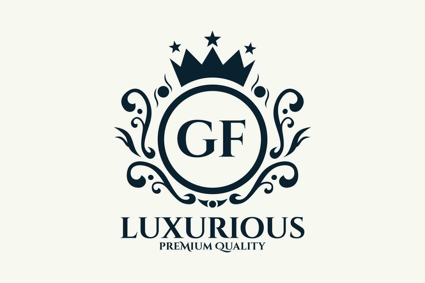 Initial  Letter GF Royal Luxury Logo template in vector art for luxurious branding  vector illustration.