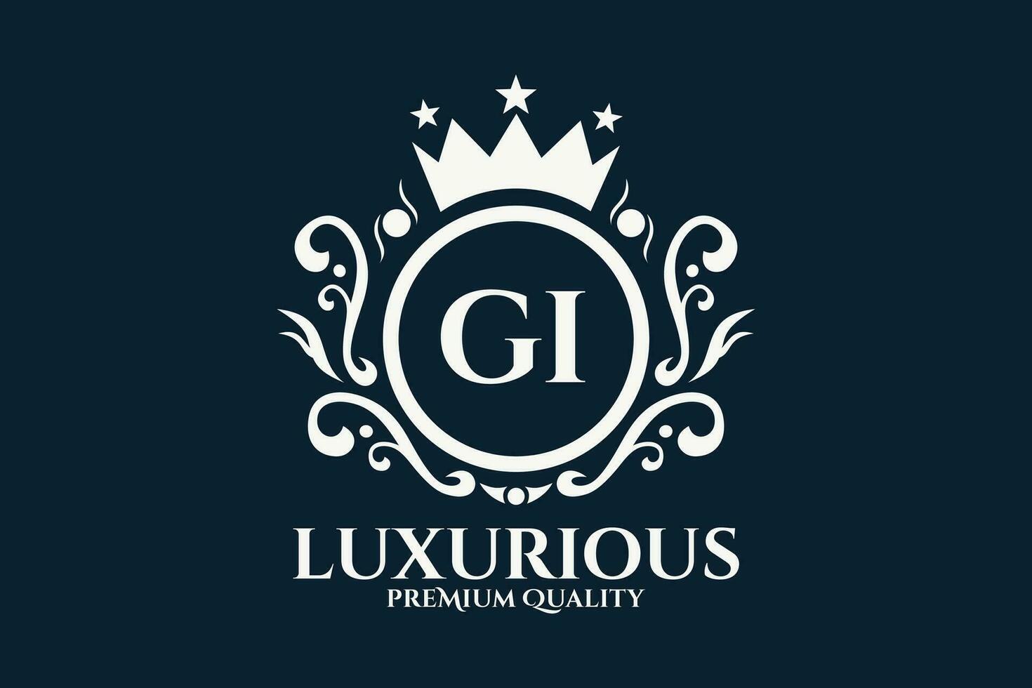 Initial  Letter GI Royal Luxury Logo template in vector art for luxurious branding  vector illustration.