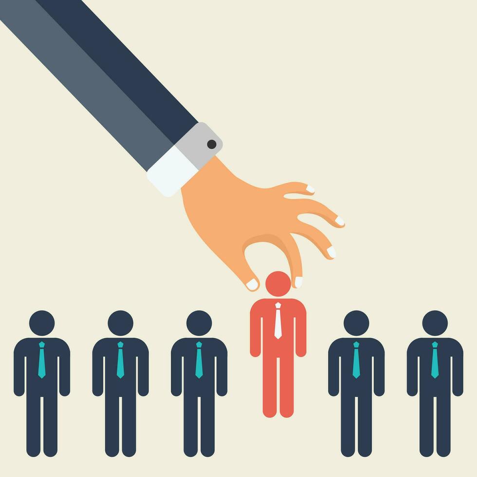 Find the right person for the job concept. Hiring and recruiting new employees. Flat vector design