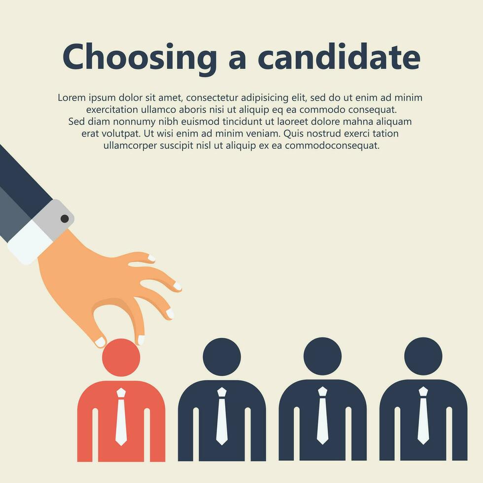 Find the right person for the job concept. Hiring and recruiting new employees. Flat vector design