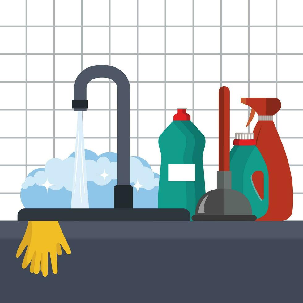 Kitchen sink icon. Flat vector illustration