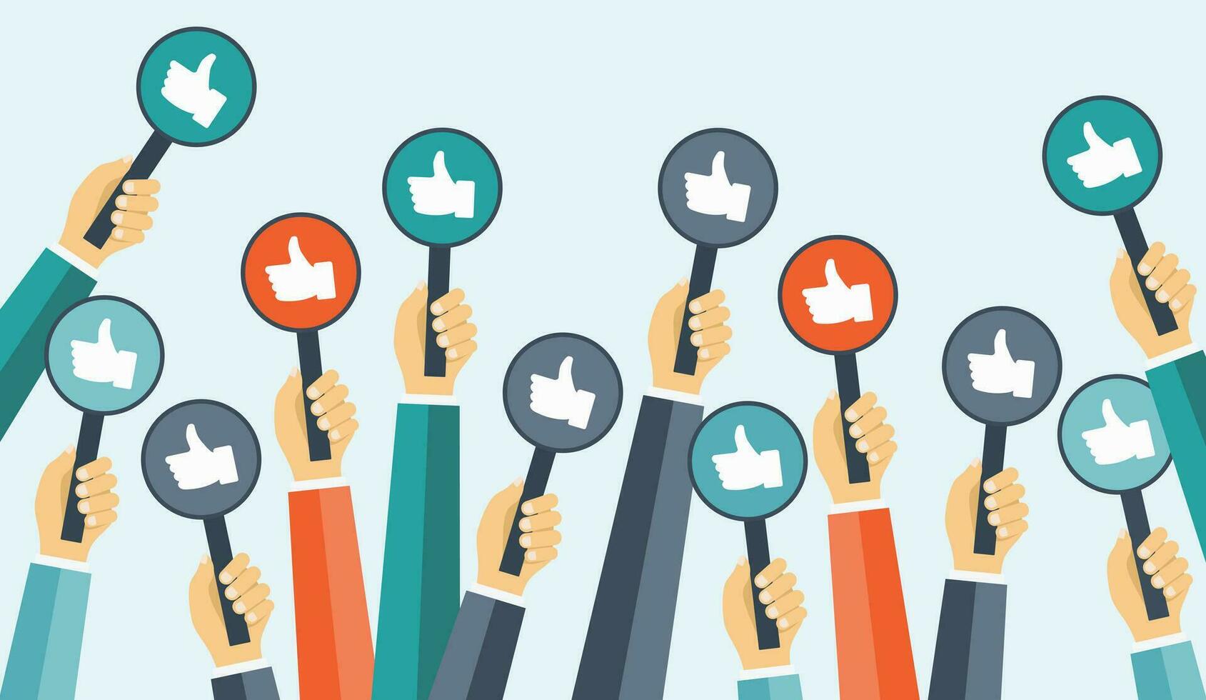 Business compliment concept. Thumbs up hands. Flat vector illustration