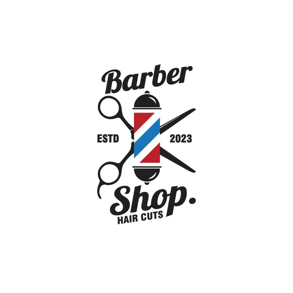 barbería cortes de pelo logo diseño vector modelo ilustración