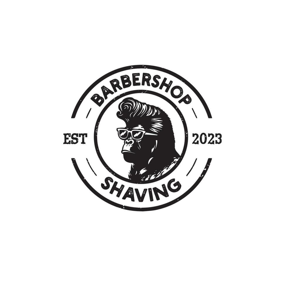 Clásico mono mascota barbería logo diseño vector ilustración