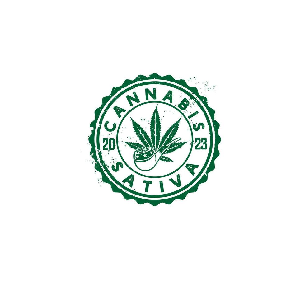 Clásico canabis hierba marihuana logo diseño vector modelo ilustración