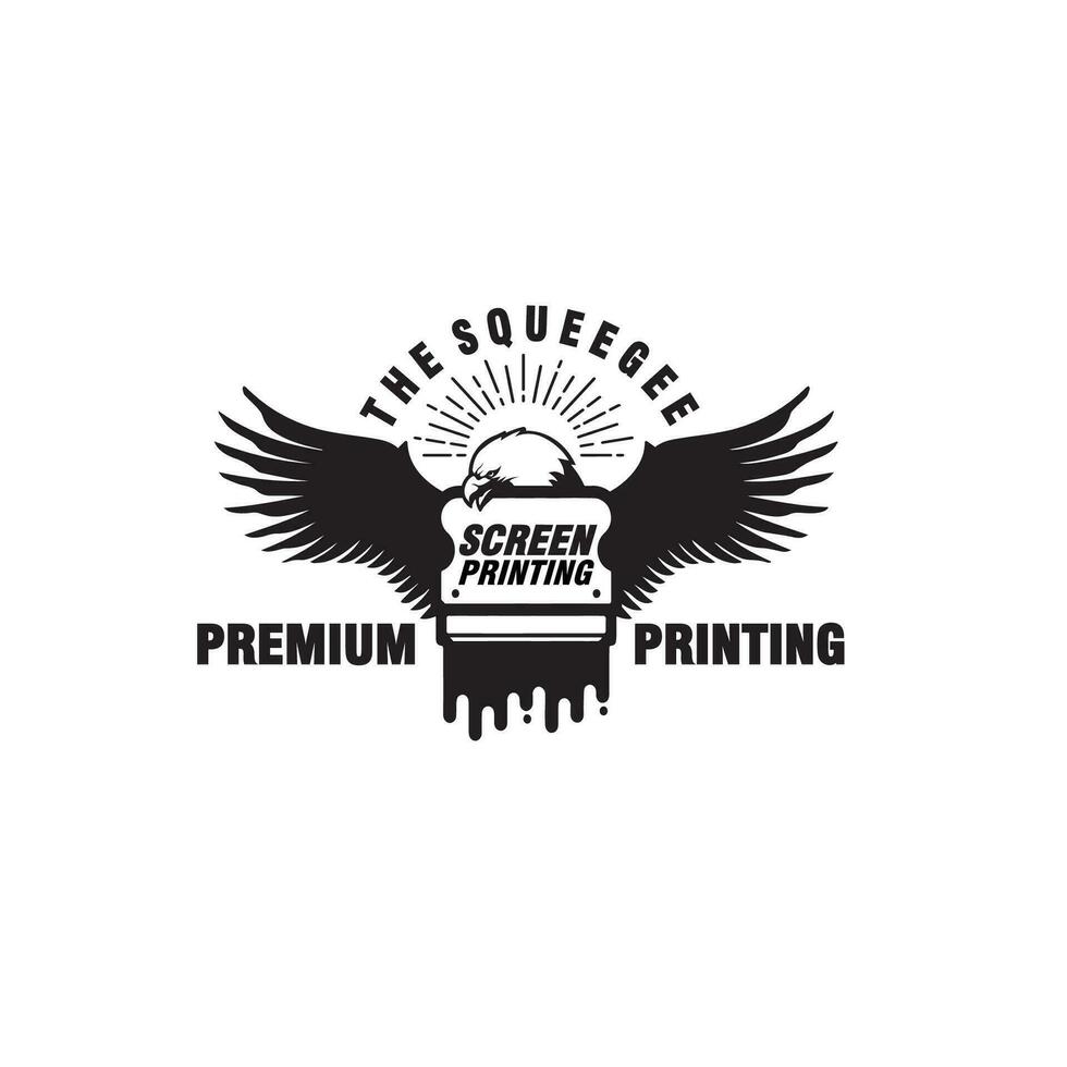 screen printing eagle mascot logo design vector template illustration