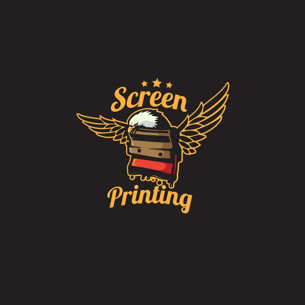 design logo vintage screen printing with eagle head vector illustration