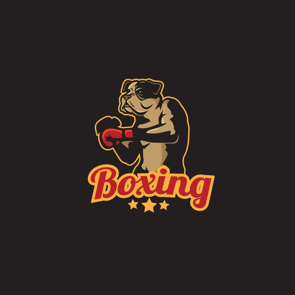 design logo vintage boxing with dog head vector illustration