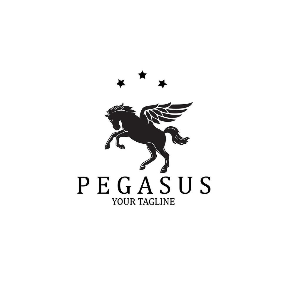 diseño logo Clásico con alas caballo Pegaso vector ilustración