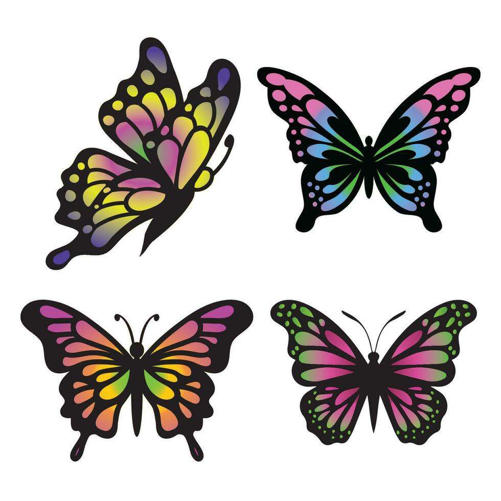 Collection of butterfly vector illustration.