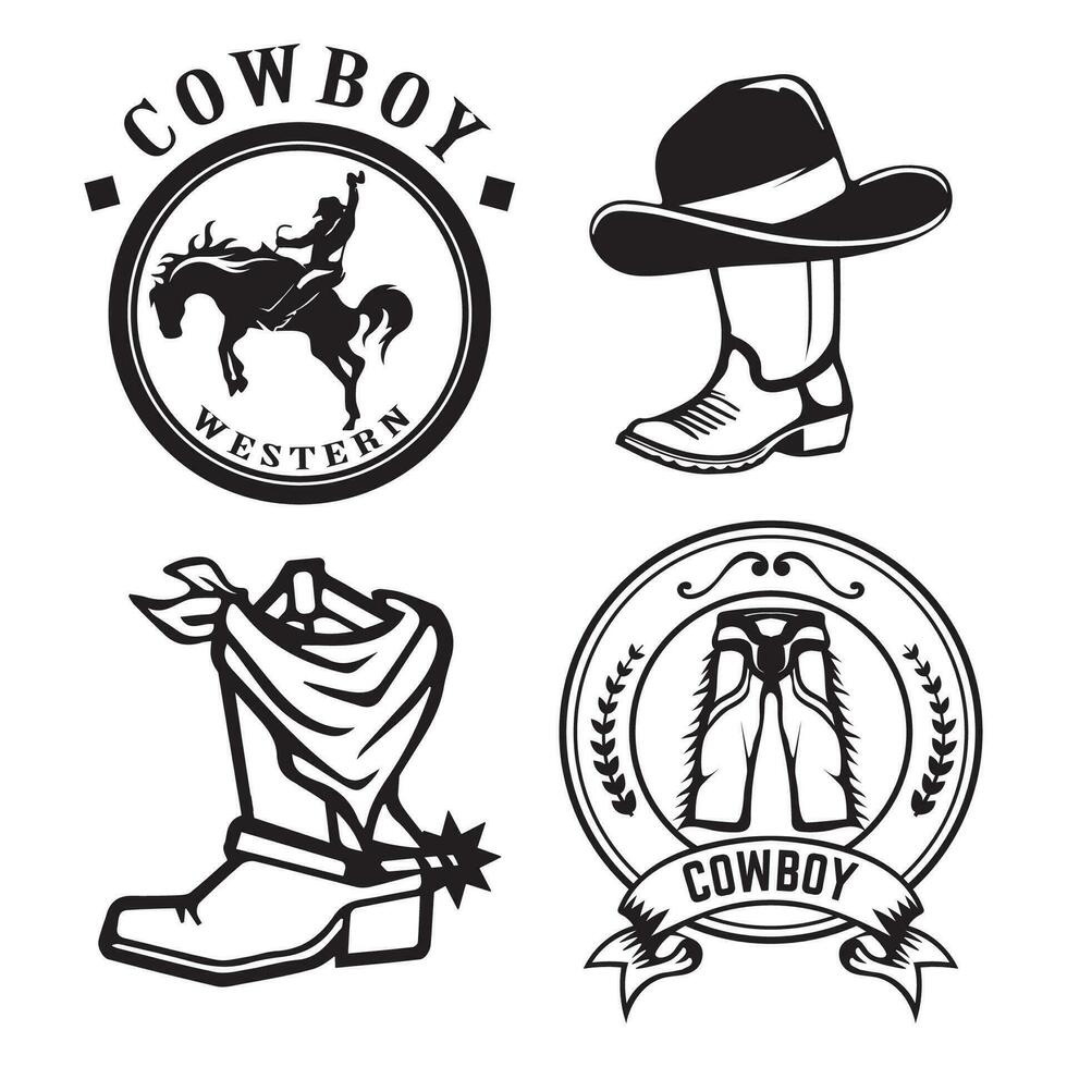 Set of cowboy western logo vector template.