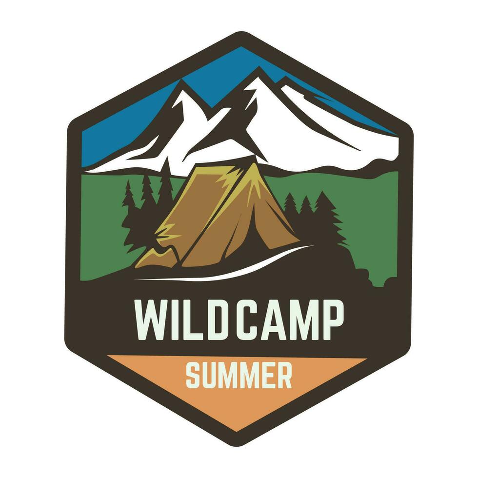 Camping adventure logo design template. vector