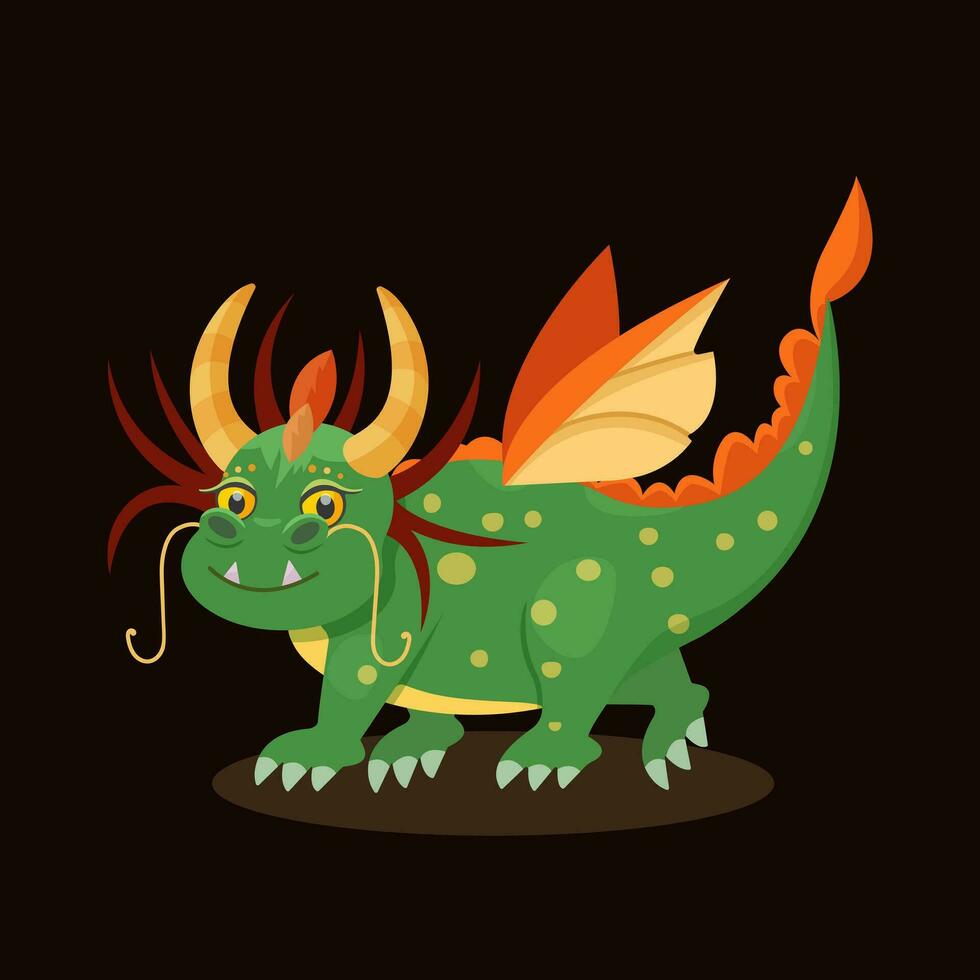 Year of the Dragon. Happy New Year 2024 greeting card. Cute green dragon. Happy New Year, dragon. Chinese symbol 2024. Vector. vector