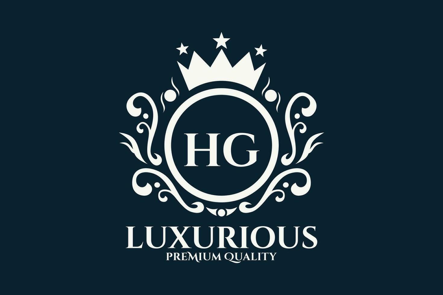 Initial  Letter HG Royal Luxury Logo template in vector art for luxurious branding  vector illustration.
