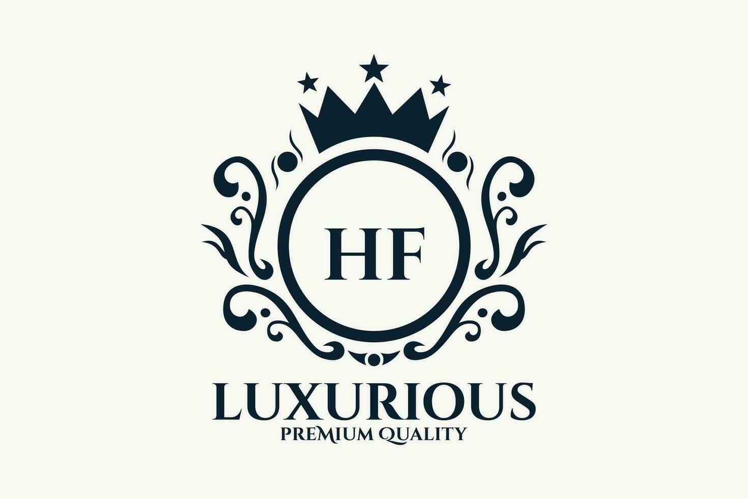 Initial  Letter HF Royal Luxury Logo template in vector art for luxurious branding  vector illustration.
