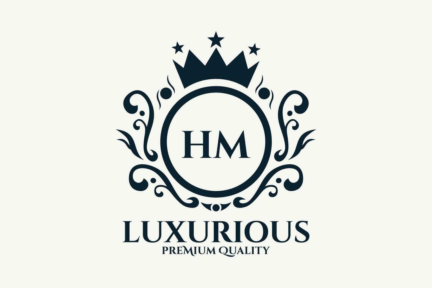 Initial  Letter HM Royal Luxury Logo template in vector art for luxurious branding  vector illustration.