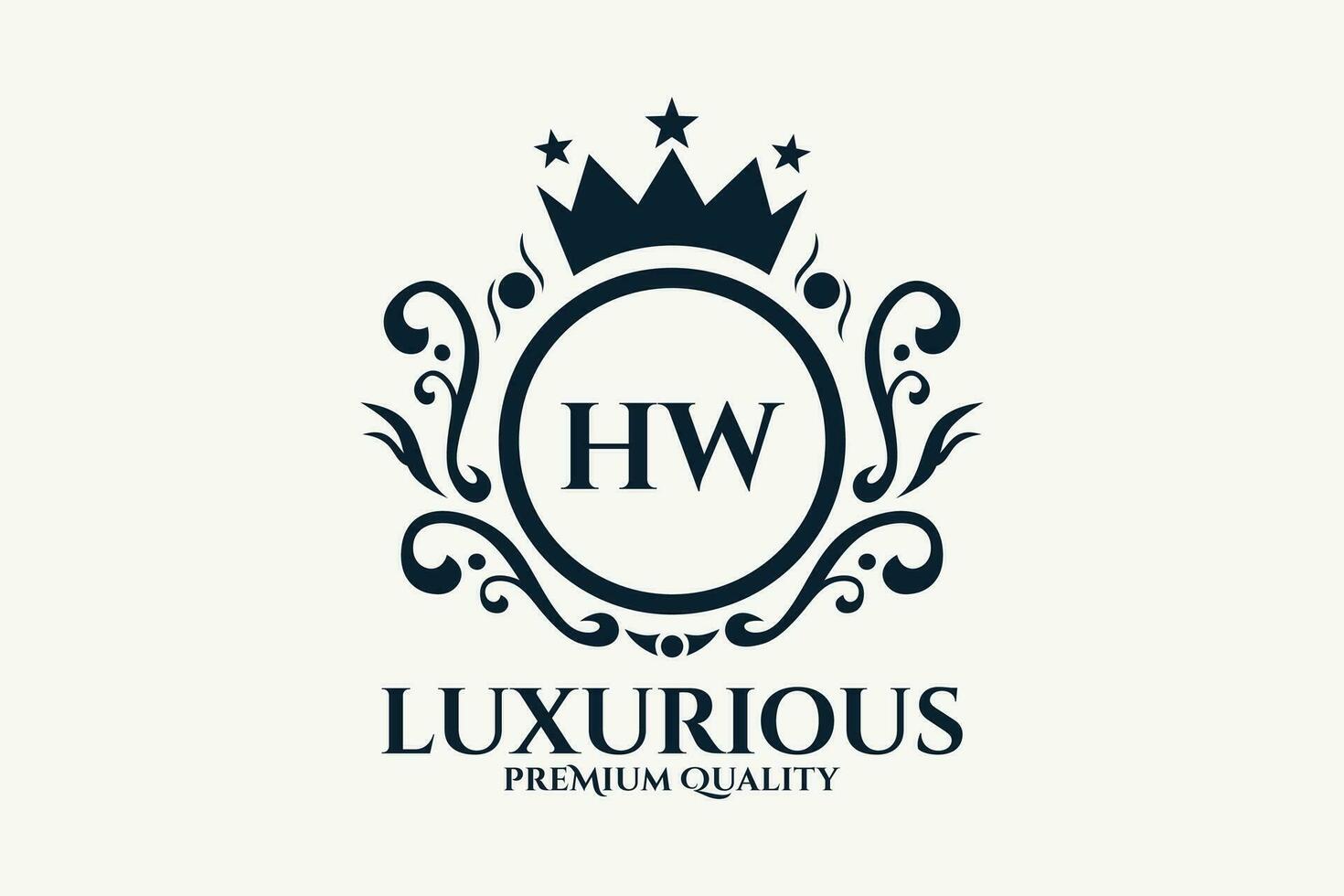 Initial  Letter HW Royal Luxury Logo template in vector art for luxurious branding  vector illustration.