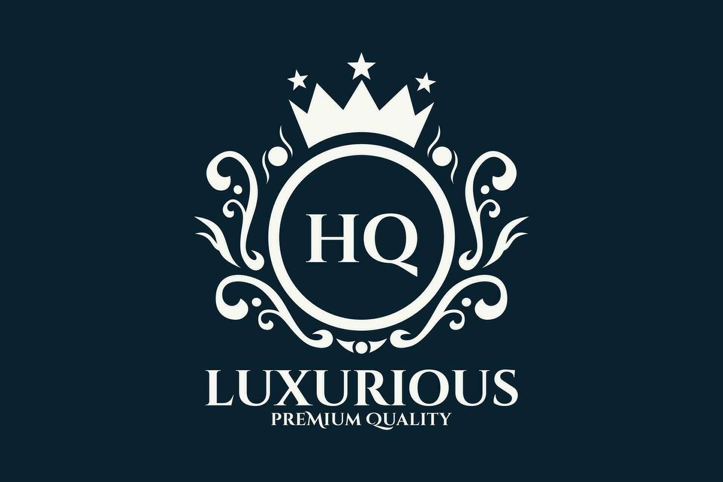 Initial  Letter HQ Royal Luxury Logo template in vector art for luxurious branding  vector illustration.