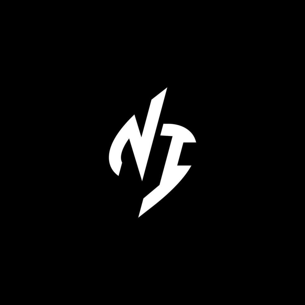NI monogram logo esport or gaming initial concept vector