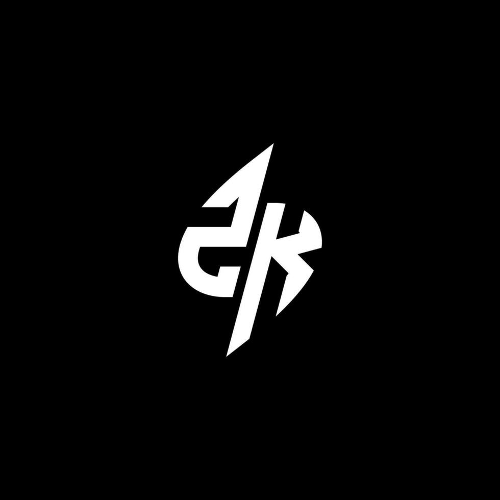 ZK monogram logo esport or gaming initial concept vector