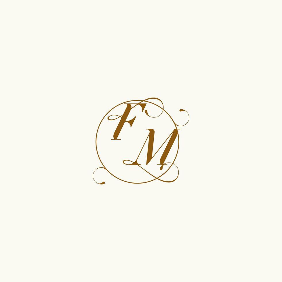 FM wedding monogram initial in perfect details vector