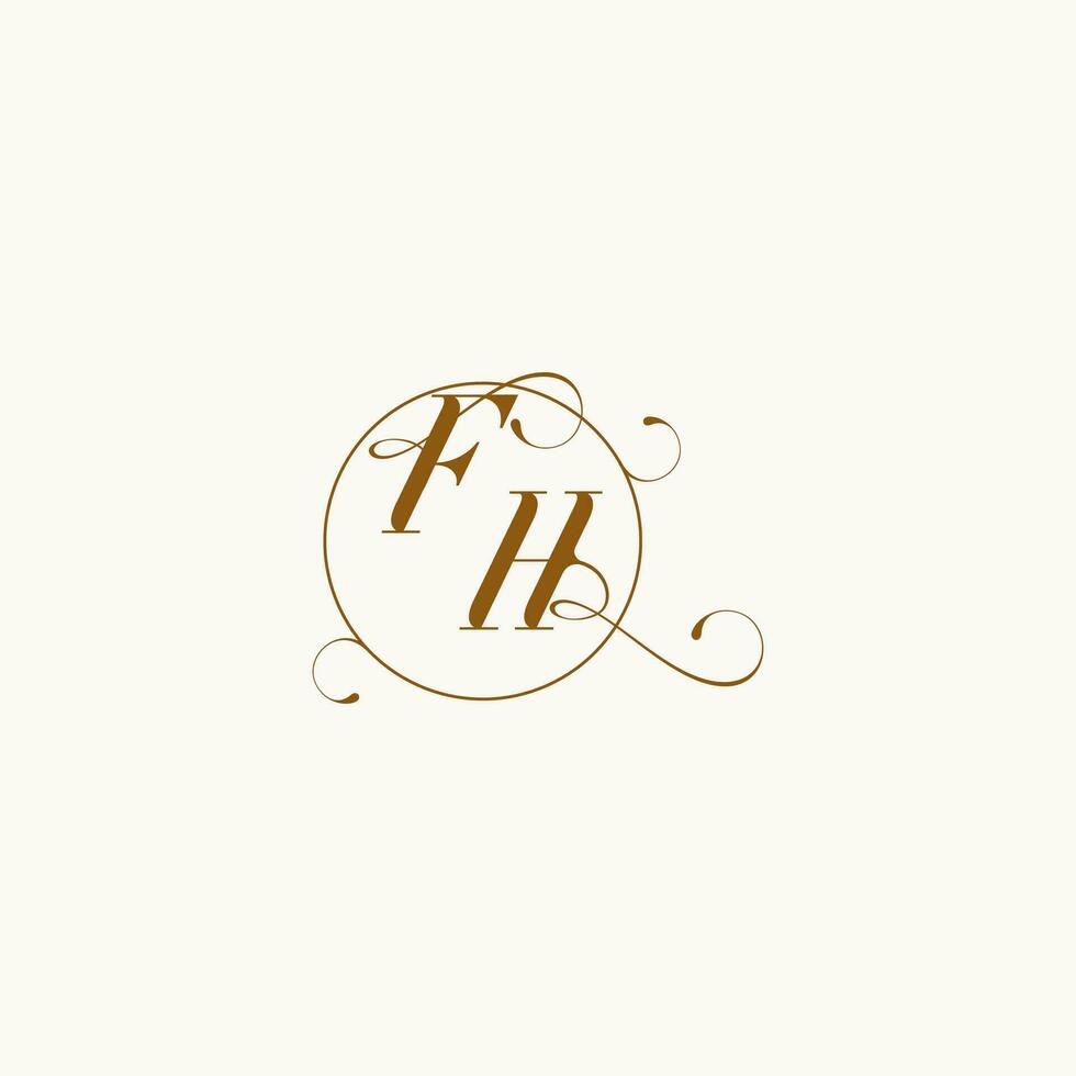 FH wedding monogram initial in perfect details vector