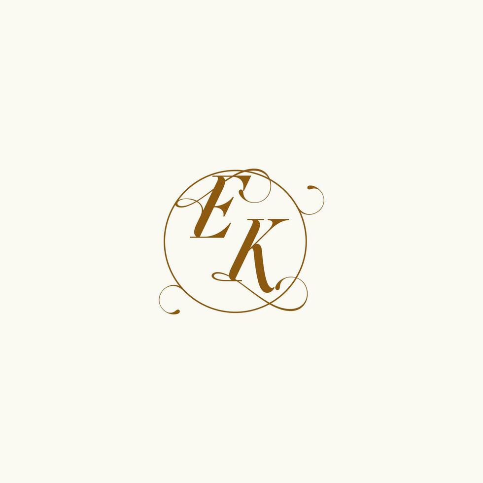 EK wedding monogram initial in perfect details vector