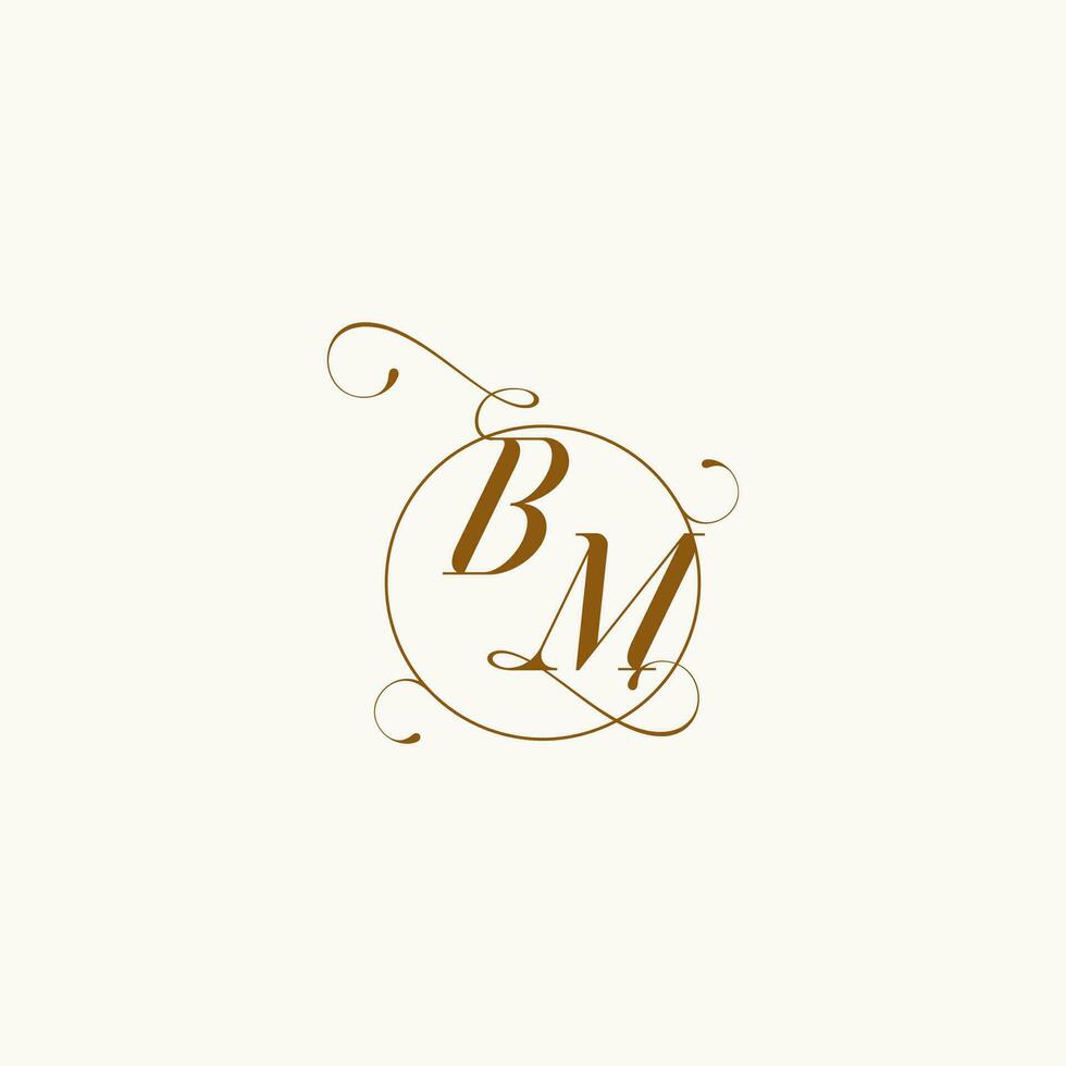 BM wedding monogram initial in perfect details vector