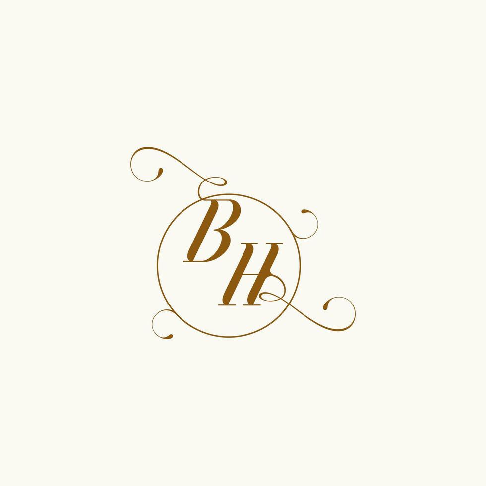 BH wedding monogram initial in perfect details vector