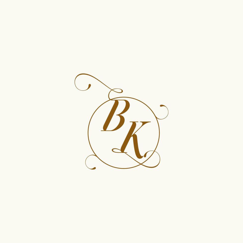 BK wedding monogram initial in perfect details vector