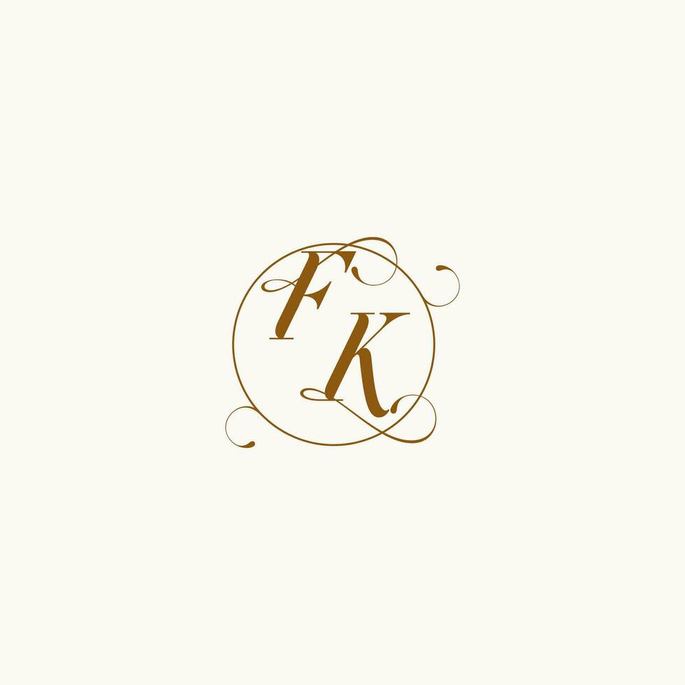 FK wedding monogram initial in perfect details vector