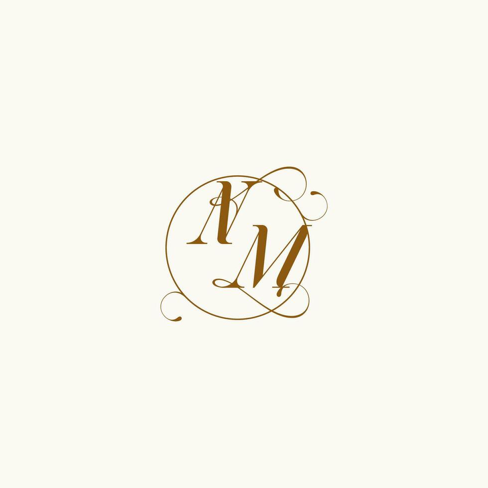 NM wedding monogram initial in perfect details vector