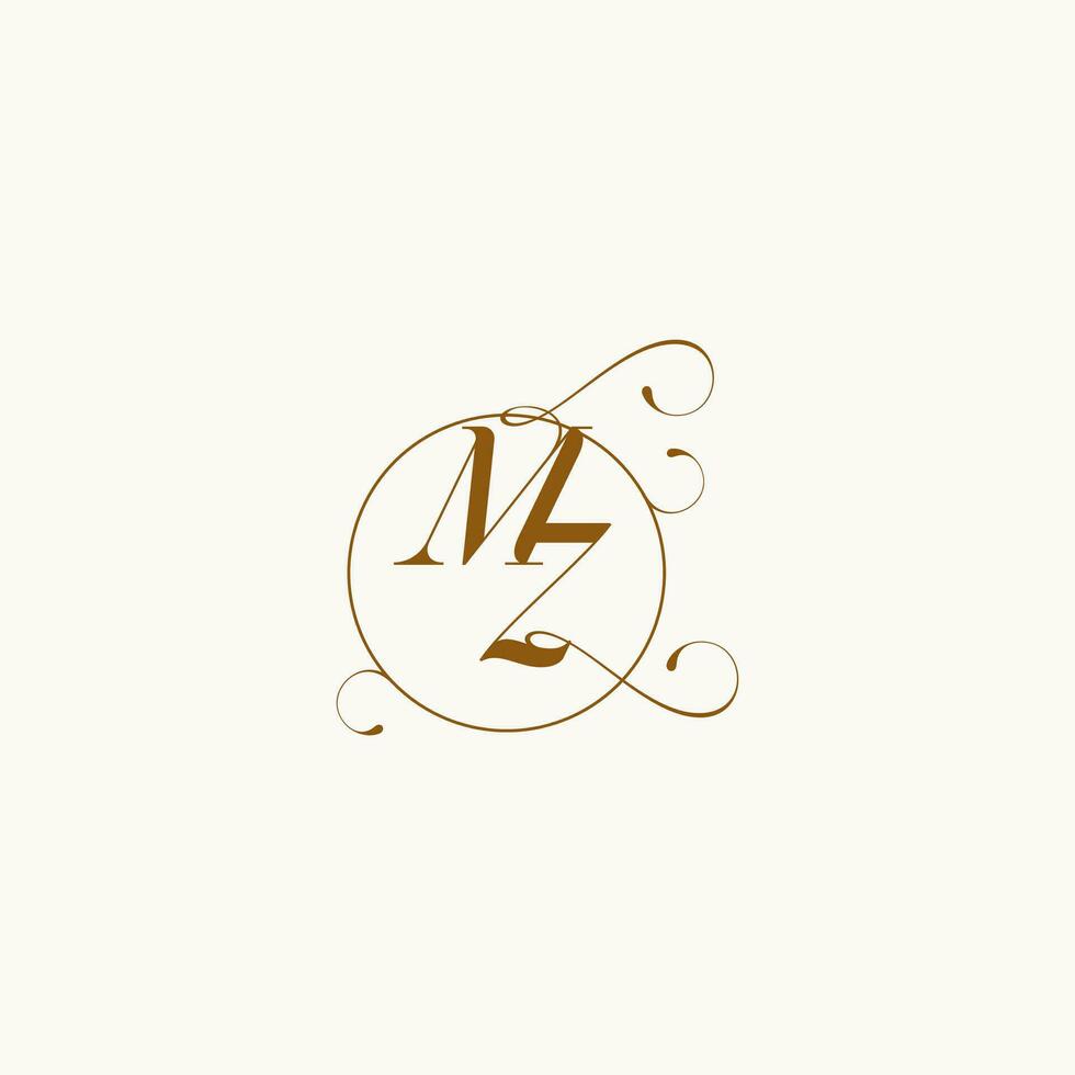 MZ wedding monogram initial in perfect details vector