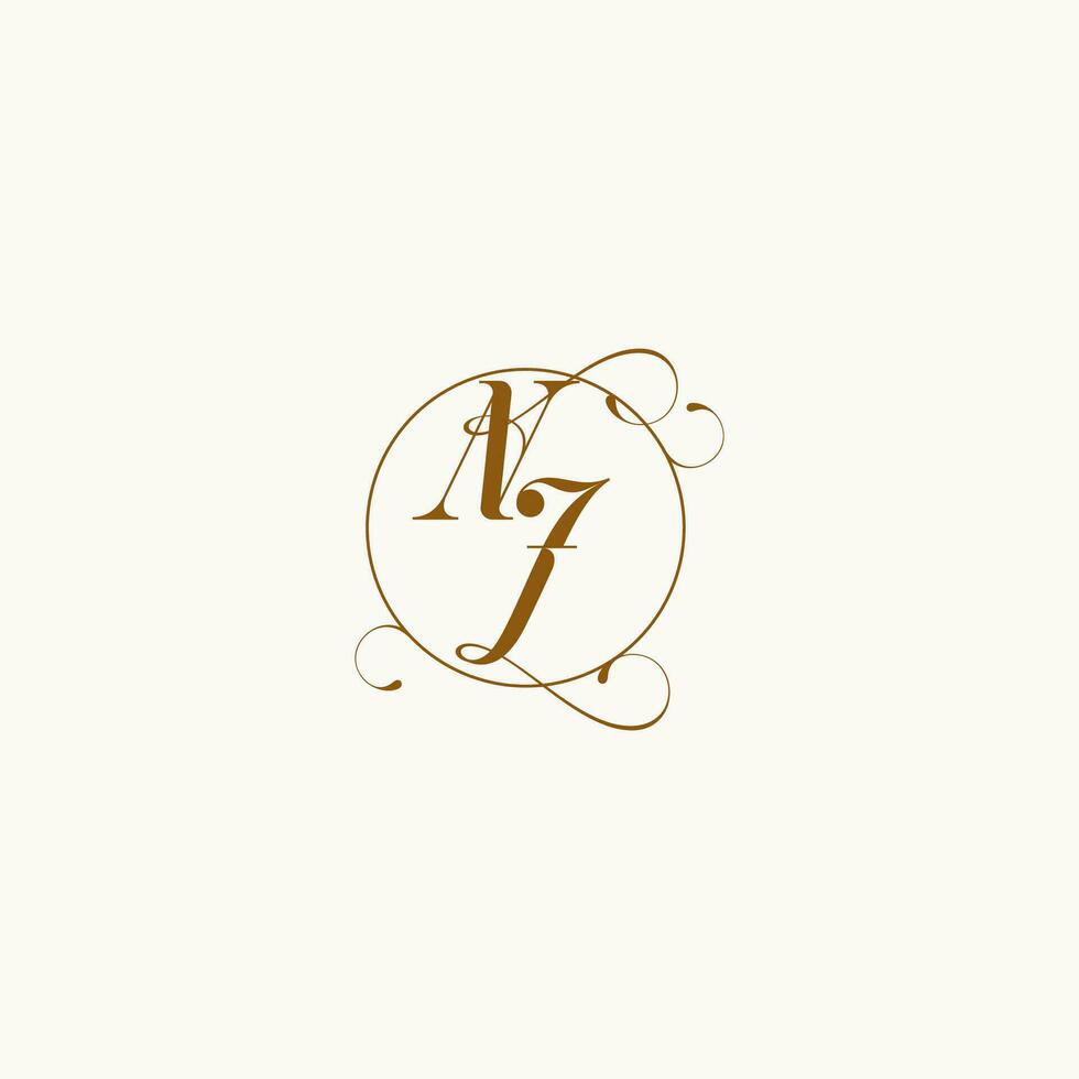 NJ wedding monogram initial in perfect details vector