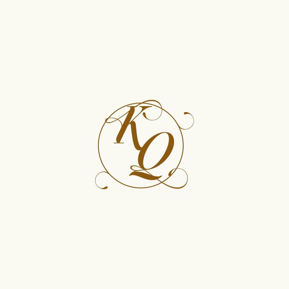 KQ wedding monogram initial in perfect details vector