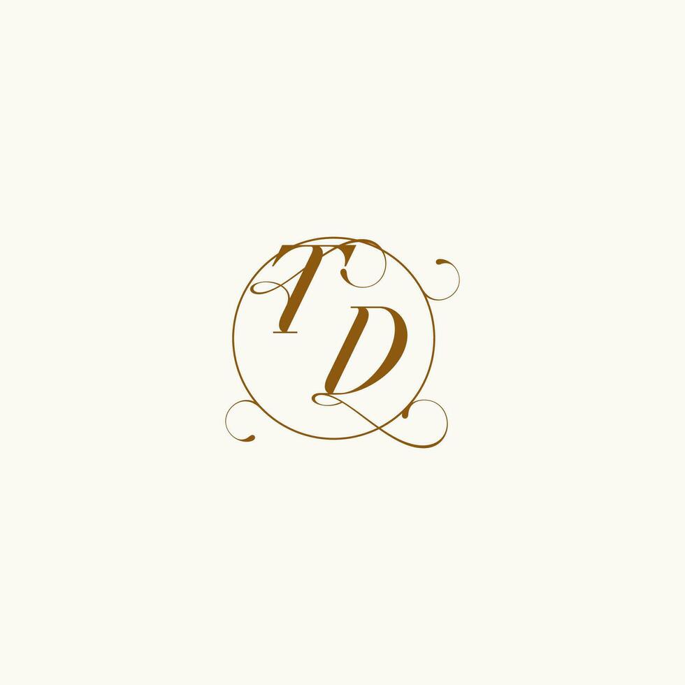 TD wedding monogram initial in perfect details vector