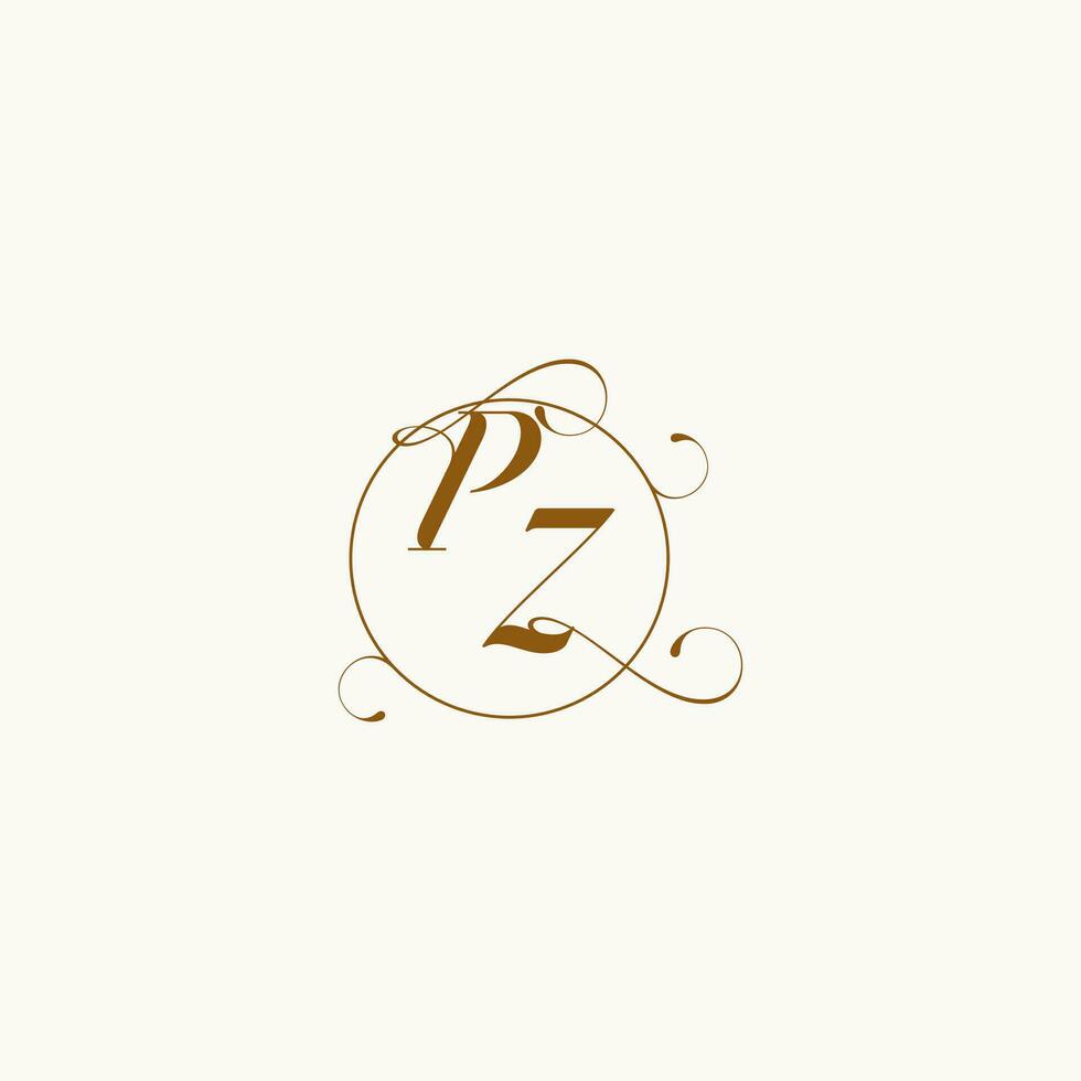 PZ wedding monogram initial in perfect details vector