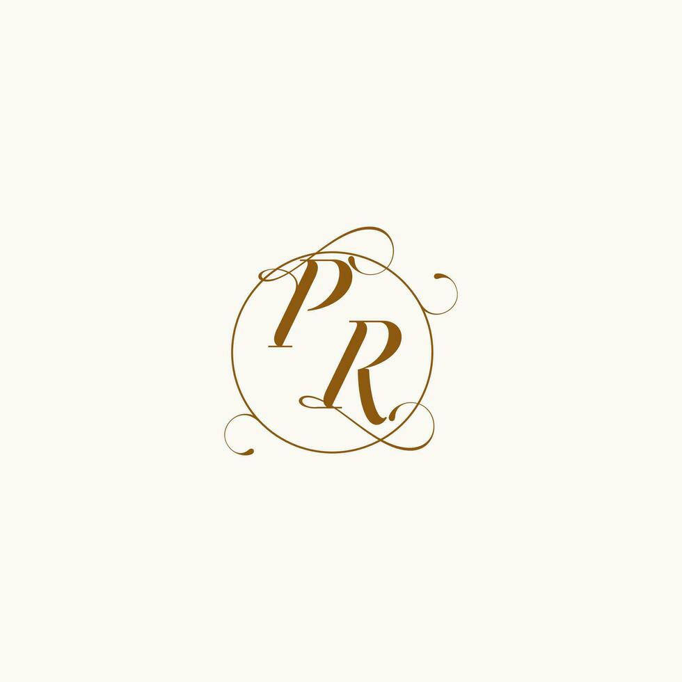PR wedding monogram initial in perfect details vector