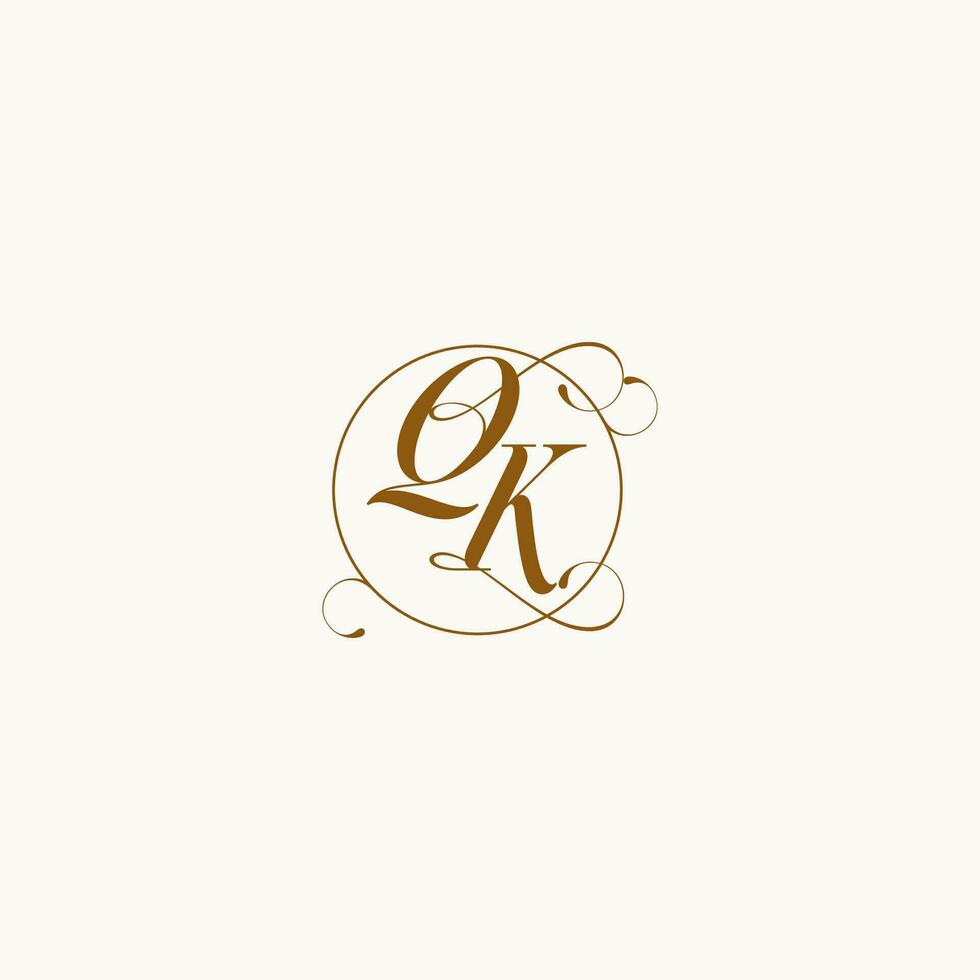 QK wedding monogram initial in perfect details vector