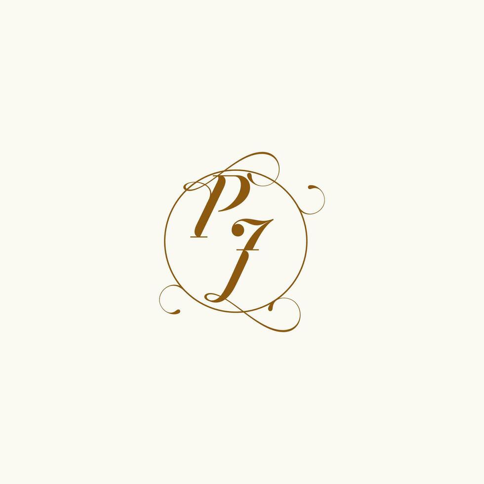 PJ wedding monogram initial in perfect details vector