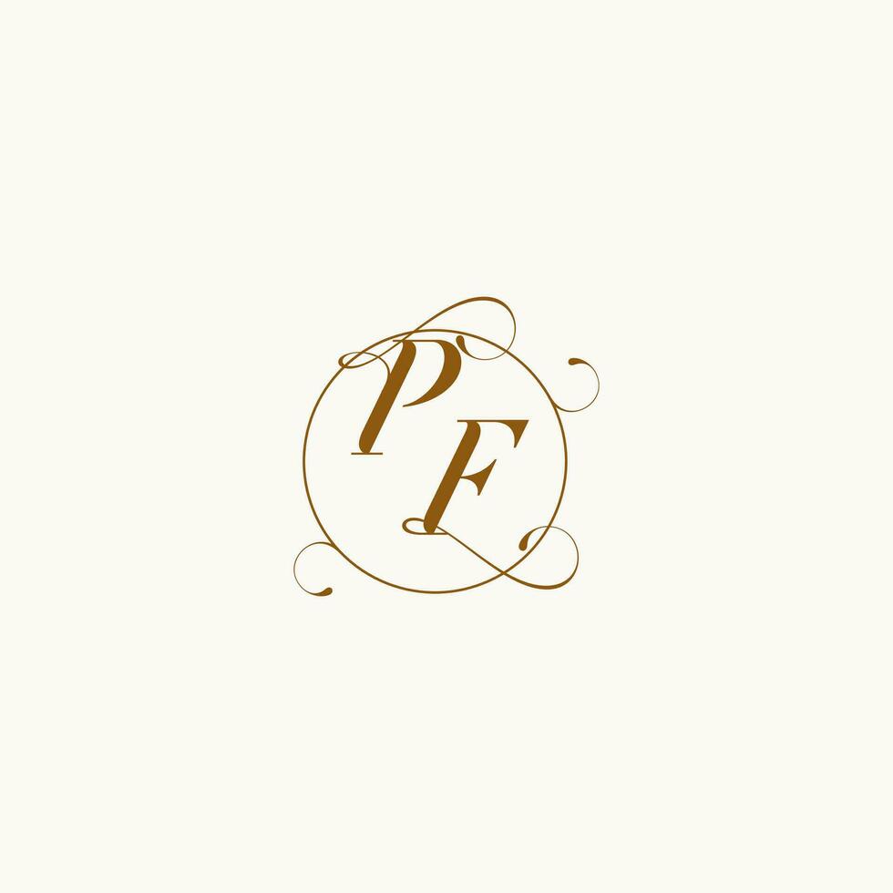 PF wedding monogram initial in perfect details vector