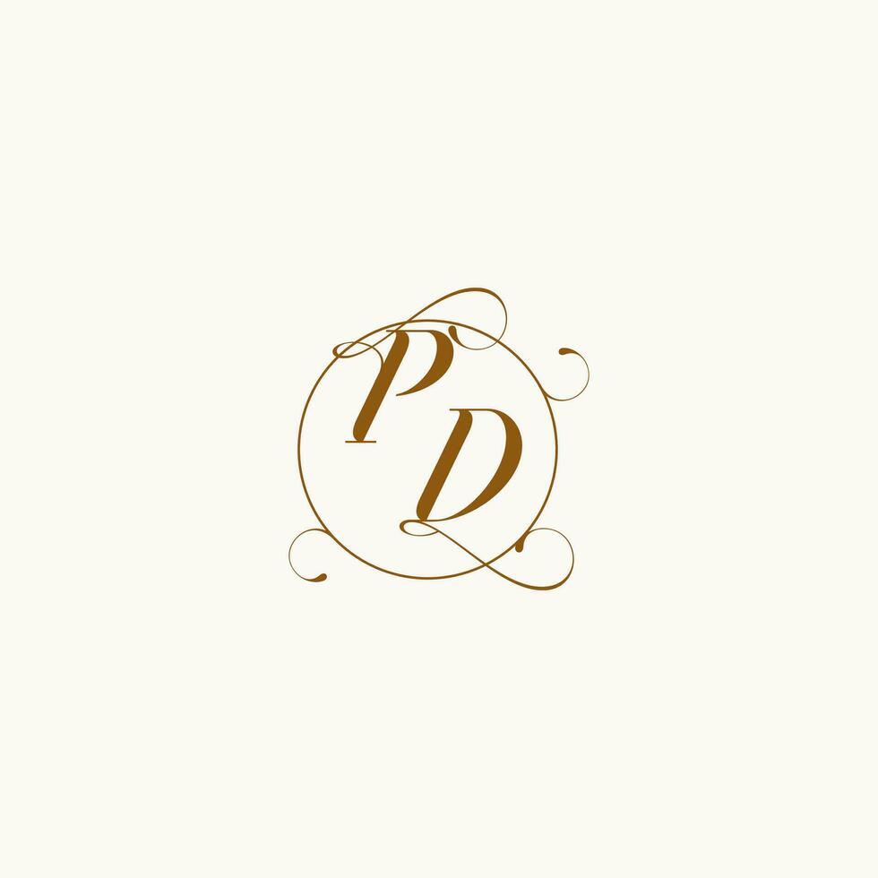 PD wedding monogram initial in perfect details vector