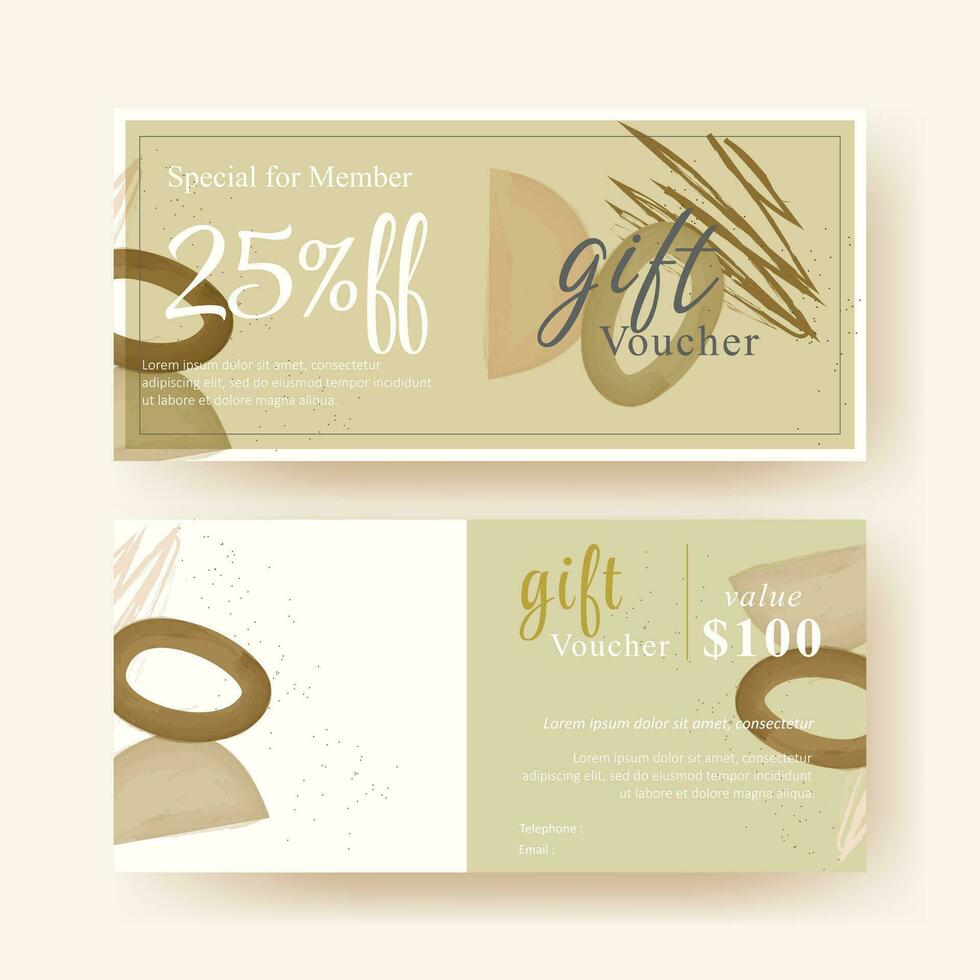 gift voucher coupon template in set with nature green elegant abstract