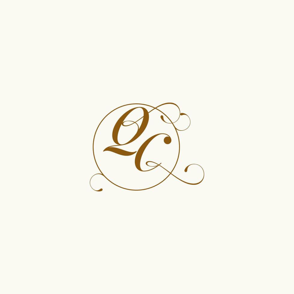 QC wedding monogram initial in perfect details vector
