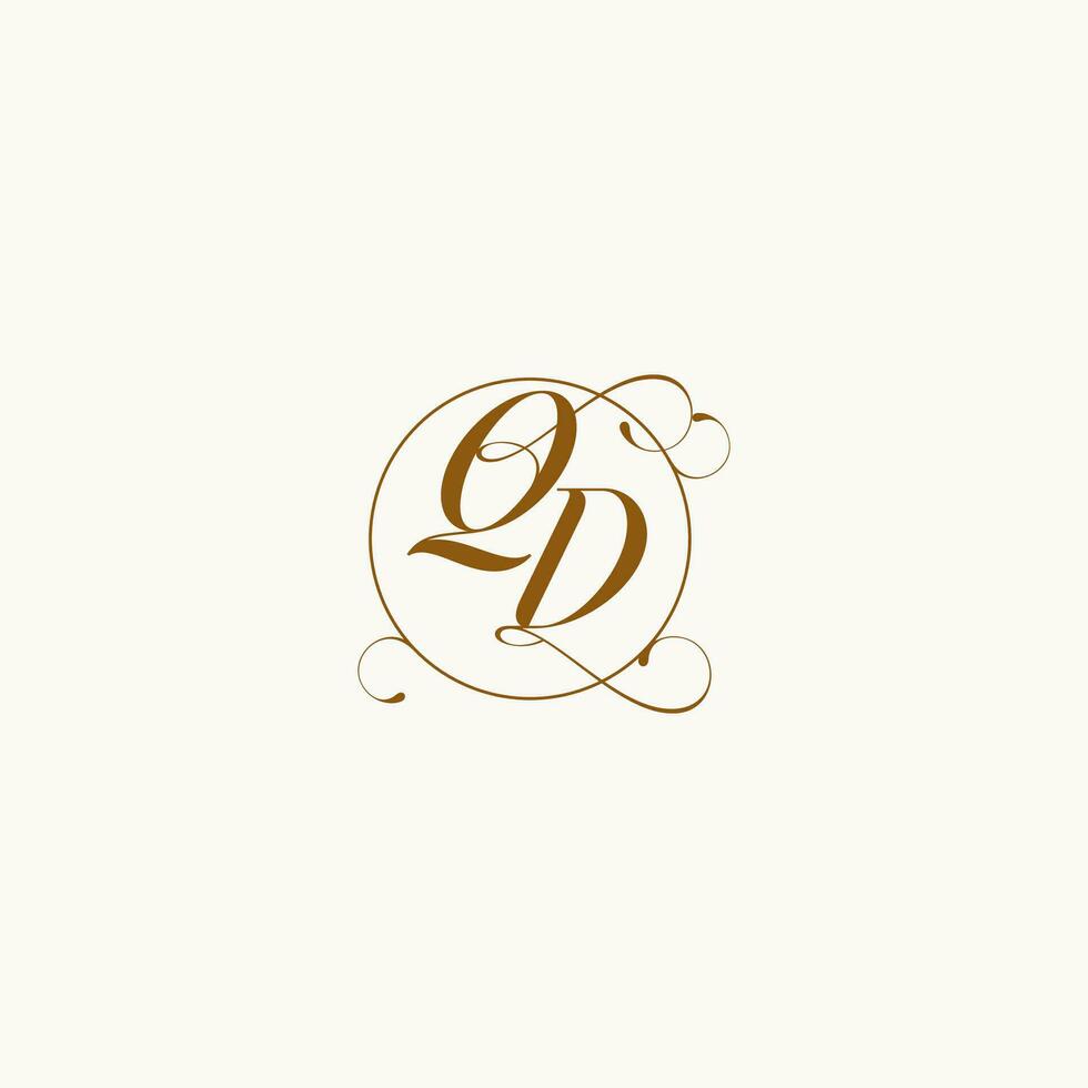 QD wedding monogram initial in perfect details vector