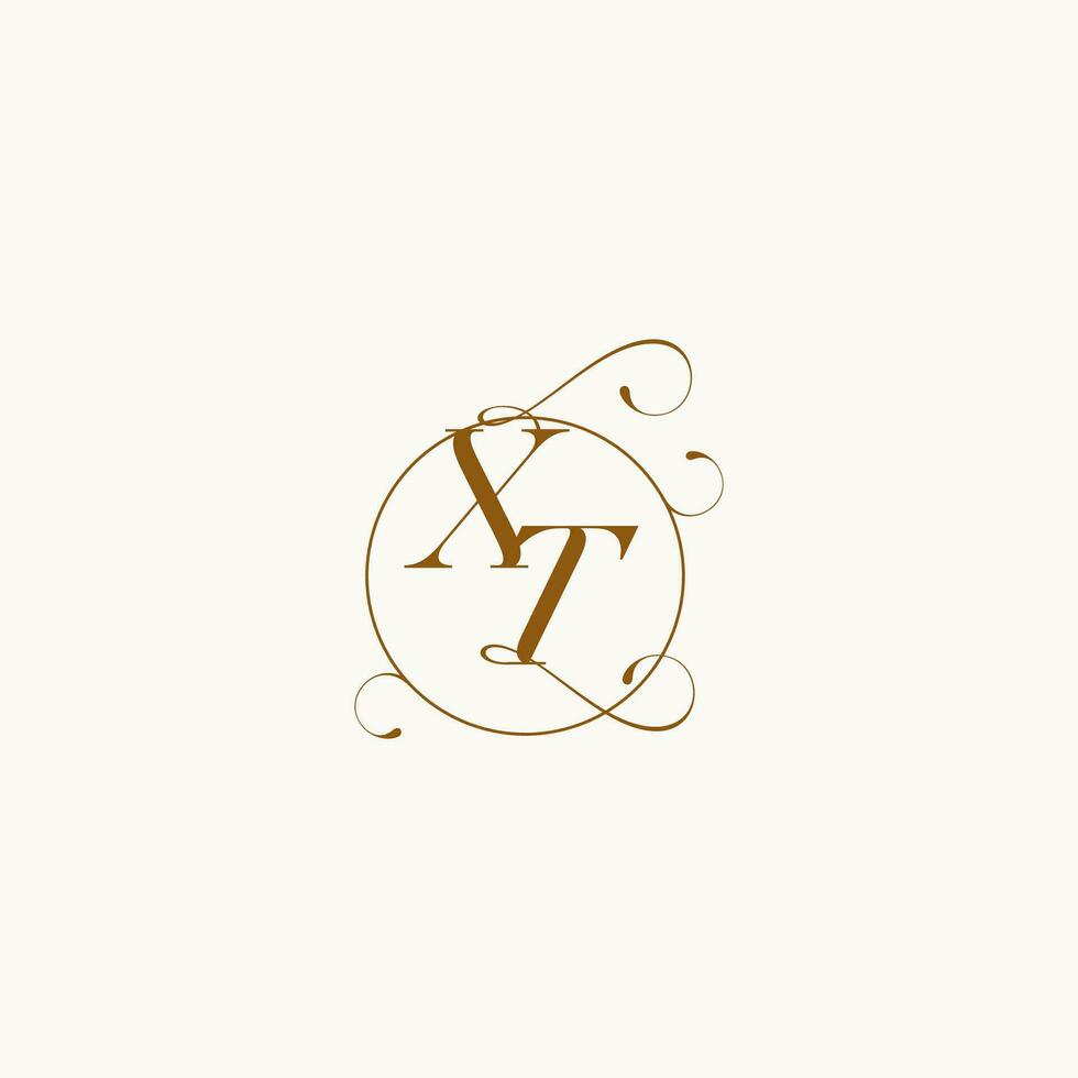 XT wedding monogram initial in perfect details vector