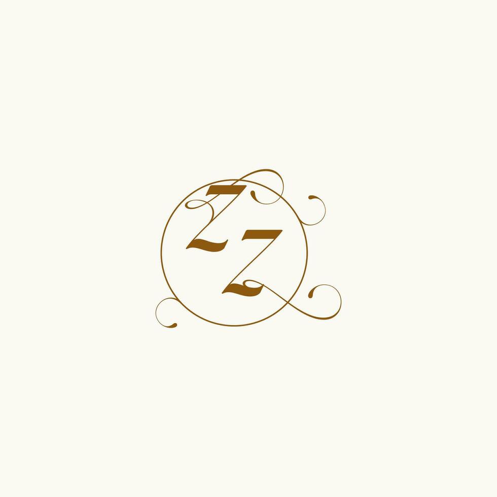 ZZ wedding monogram initial in perfect details vector