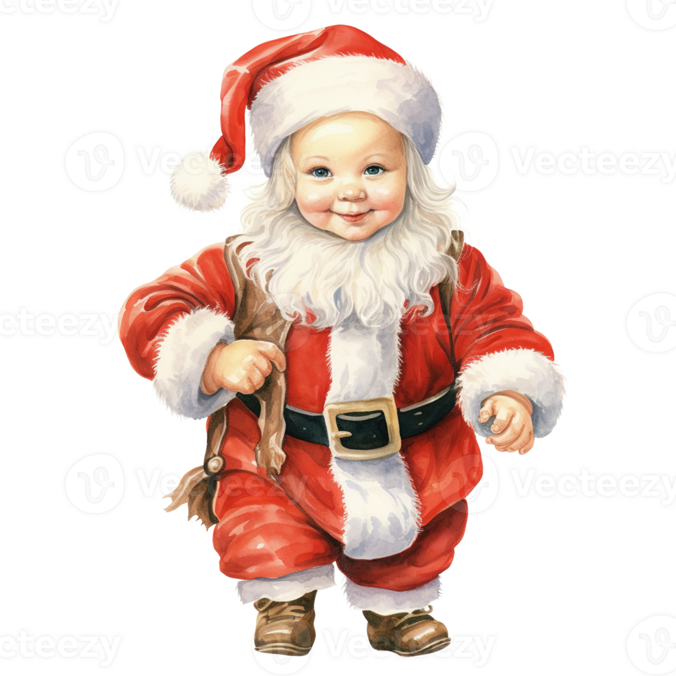 AI generated Baby Santa For Christmas Event. Watercolor Style. AI Generated png