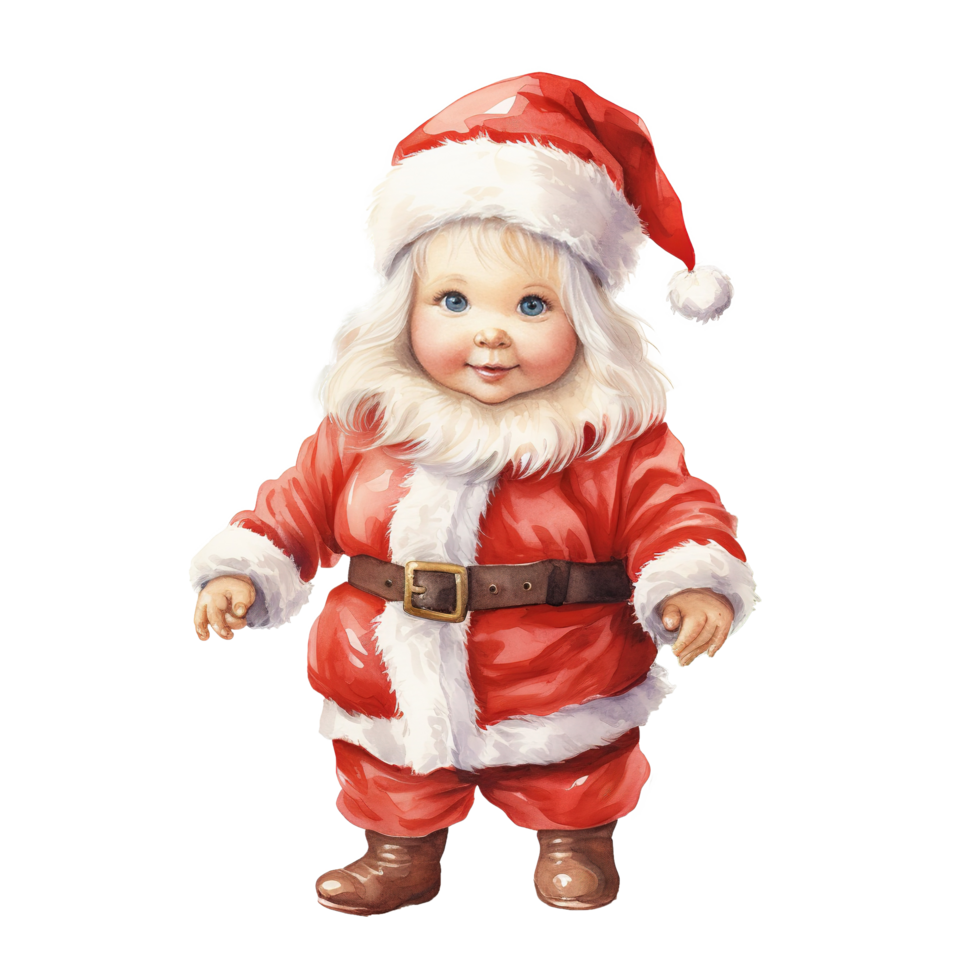 ai generiert Baby Santa zum Weihnachten Fall. Aquarell Stil. ai generiert png