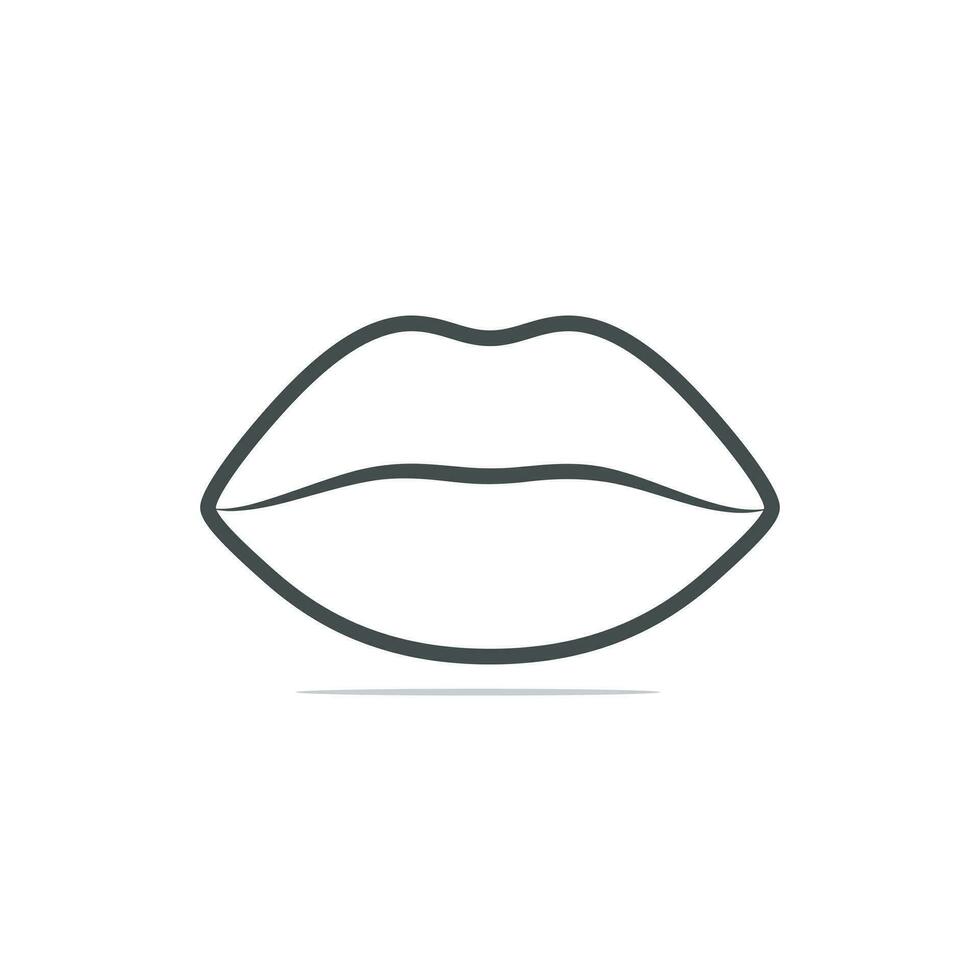 mujer labios con contorno lápiz labial y Beso gesto vector